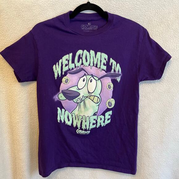 Courage the cowardly dog vtg purple tshirt Cartoon Network preowned excellent - Picture 1 of 3